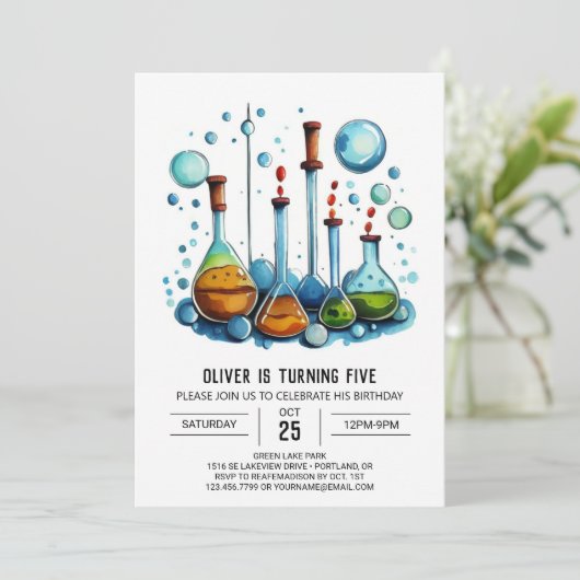 オンライン実験ウィムシーサイエンティスト誕生日 招待状 (スタンド正面)