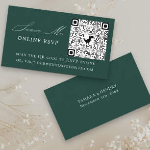 オンライン招待QRコード エメラルドグリーンの結婚式ウェブサイト エンクロージャーカード