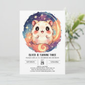 オンライン水彩ハムスター誕生日 招待状 (スタンド正面)