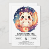 オンライン水彩ハムスター誕生日 招待状 (正面/裏面)