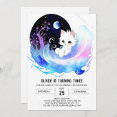 オンライン猫エンチャント誕生日 招待状 (正面/裏面)