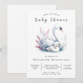 オンライン素朴スワンの赤ちゃんシャワー 招待状 (正面/裏面)