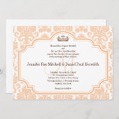 オンライン結婚式招待状ピーチダマスク 招待状 (正面/裏面)