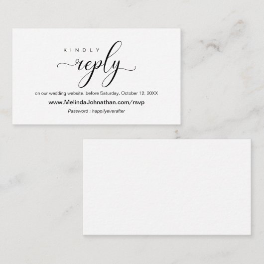 オンライン結婚式RSVPのウェブサイト応答 エンクロージャーカード (正面/裏面)