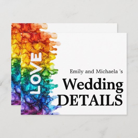 🌈オンライン結婚詳細LGBTQ絵を描とLove エンクロージャーカード (正面/裏面)