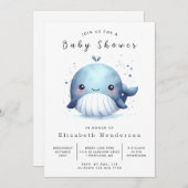 オンライン航海のクジラの赤ちゃんシャワー 招待状 (正面/裏面)