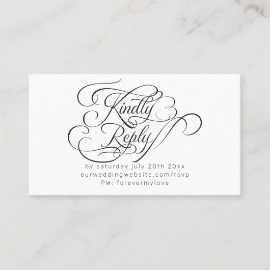 オンライン華美応答のための書道RSVP 名刺 (正面)