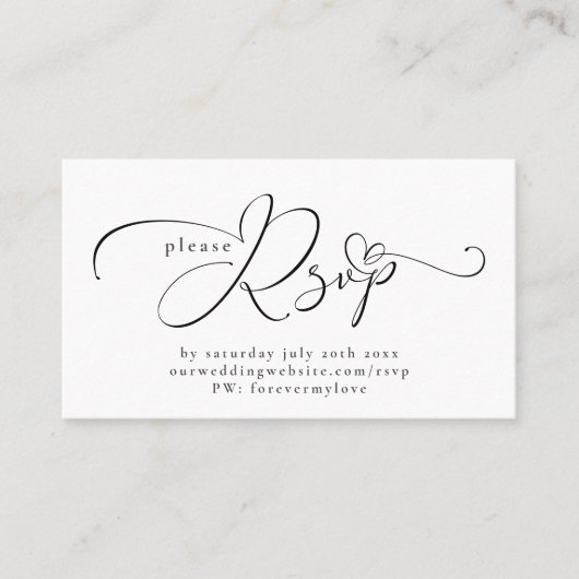 オンライン華美応答のタイポグラフィRSVP 名刺 (正面)