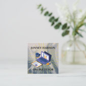 オンライン講師インストラクター学バーチャル銀 スクエア名刺 (スタンド正面)