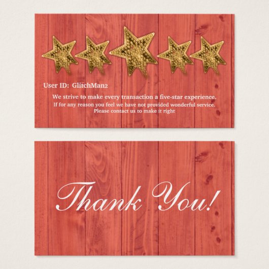 オンライン販売者5つ星の評価フィードバックカード (正面&裏面)