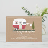 オンライン赤トレーラーキャンパーウッドランドベビーシャワー 招待状 (スタンド正面)
