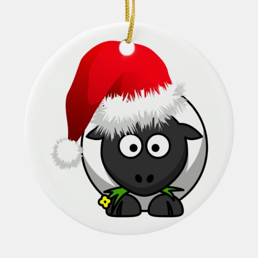 オンライン農業クリスマス羊 セラミックオーナメント (正面)