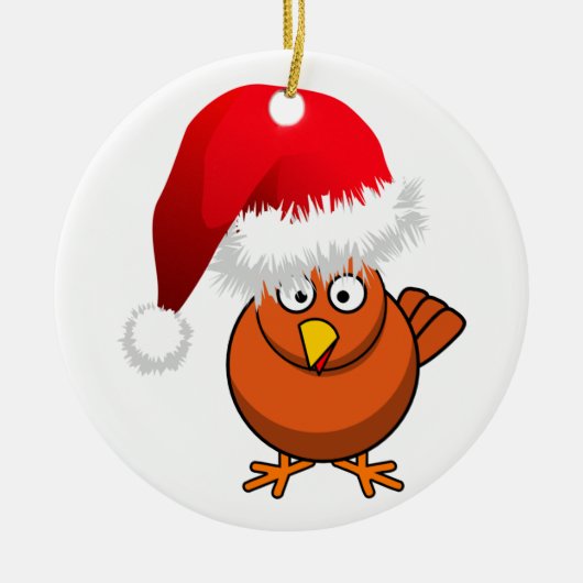 オンライン農業クリスマス鶏 セラミックオーナメント (正面)