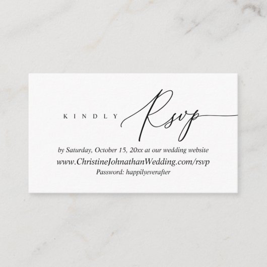 オンライン返信, 現代のミニマルなブラックスクリプト封筒 エンクロージャーカード (正面)