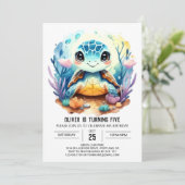 オンライン パステル アクアティック タートル ボーイ バースデー 招待状 (スタンド正面)