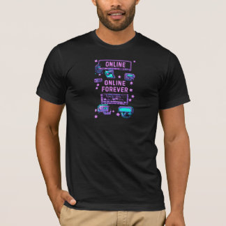 オンライン・フォーエバー・レトロ・ピクセル・テクノロジー・アート Tシャツ