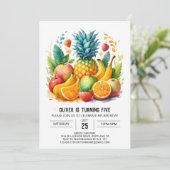 オンラインBohoウォーターカラーフルーツ誕生日 招待状 (スタンド正面)