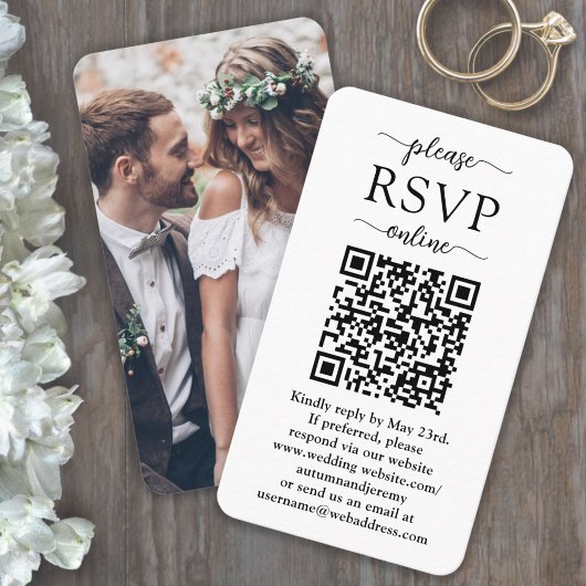 オンラインQR RSVP&写真 ウェディング同封 50パック 名刺