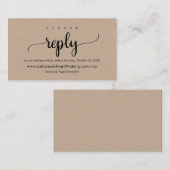 オンラインRSVPウェブサイト、ブラックスクリプト、Brown Kraft エンクロージャーカード (正面/裏面)