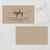 オンラインRSVPウェブサイト、ブラックスクリプト、Brown Kraft エンクロージャーカード (正面/裏面)