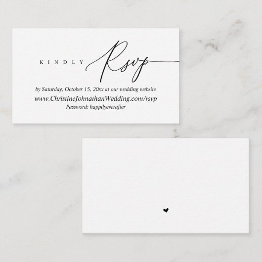 オンラインRSVP、ブラックスクリプモダントミニマルエンクロージャ エンクロージャーカード (正面/裏面)