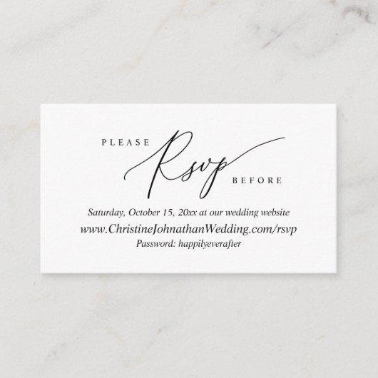 オンラインRSVP、モダンシンプルブラック エンクロージャーカード (正面)