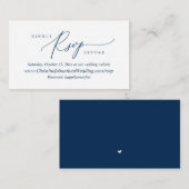 オンラインRSVP、モダンシンプルNavy Blue Script エンクロージャーカード (正面/裏面)