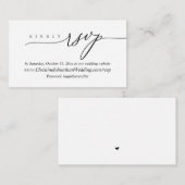 オンラインRSVP、モダン黒ミニマルスクリプト エンクロージャーカード (正面/裏面)