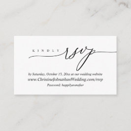 オンラインRSVP、モダン黒ミニマルスクリプト エンクロージャーカード