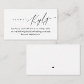 オンラインRSVP、モダン黒ミニマルスクリプト エンクロージャーカード (正面/裏面)