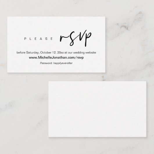 オンラインRSVP,結婚のWebサイト，パスワード， エンクロージャーカード (正面/裏面)
