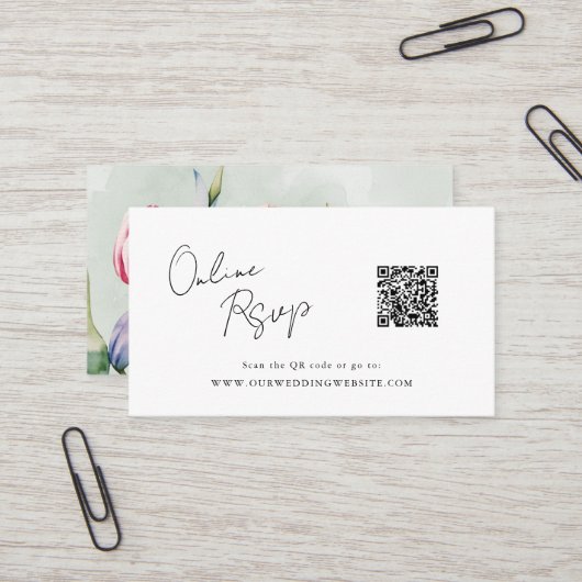 オンラインRSVP QRコードチューリップ春サイト 名刺 (正面/裏面インサイチュ)