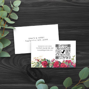 オンラインRSVP QRコードレッドローズの結婚ウェブサイト エンクロージャーカード