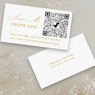 オンラインRSVP QRコード金ゴールド結婚のウェブサイト エンクロージャーカード