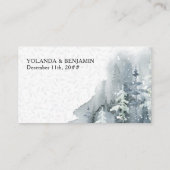 オンラインRSVP QRコード雪の森の冬の結婚式 エンクロージャーカード (裏面)