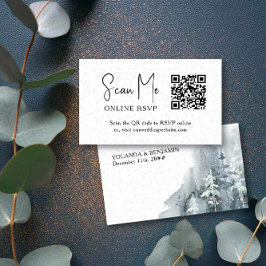 オンラインRSVP QRコード スノーフォレスト 冬の結婚式 エンクロージャーカード