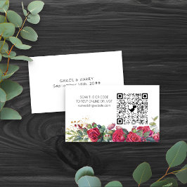 オンラインRSVP QRコード 赤いバラの結婚式ウェブサイト エンクロージャーカード