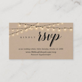 オンラインRSVP Webサイト、String Lights Kraft Enclosure エンクロージャーカード