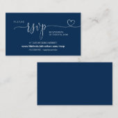 オンライ結婚ンのウェブサイトRSVP、ネイビーモダンブルーエンクル エンクロージャーカード (正面/裏面)
