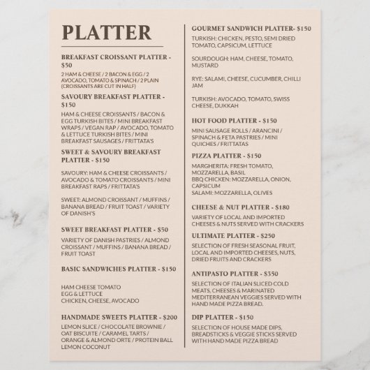 オンラカスタマイズイこの食べ物のメエレガントニュー&価格 (裏面)