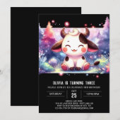 オンラ素朴イン牛誕生日 招待状 (正面/裏面)