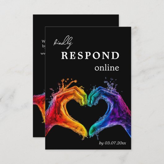 🌈オンラ❤️インのプライドハートに対応結婚する 出欠カード (正面/裏面)