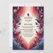 オンリッチソフトティール（緑がかった色）秋ジェムはっきりしたジュエルトー結婚ン 招待状 (正面)