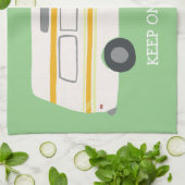 オンロ保リンレトロカンパーバンモーターホームRVグリーン キッチンタオル (折り畳み)