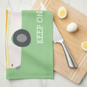 オンロ保リンレトロカンパーバンモーターホームRVグリーン キッチンタオル (四つ折り)