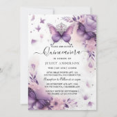 オン金ゴールド王室のティアラ薄紫ライトパープルキンセアニェラ 招待状 (正面)