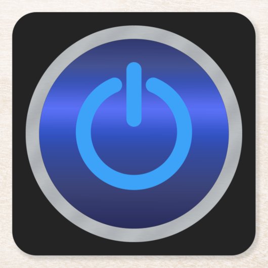 オン/オフボタン スクエアペーパーコースター (正面)