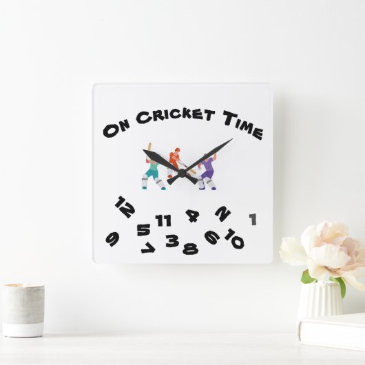 オン**クリケットタイム**スポーツマンのアクリル時計 スクエア壁時計 (ホーム)