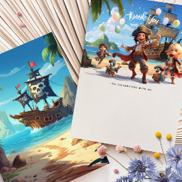 オーありがとう!海賊のパラダイス島の誕生日 サンキューカード