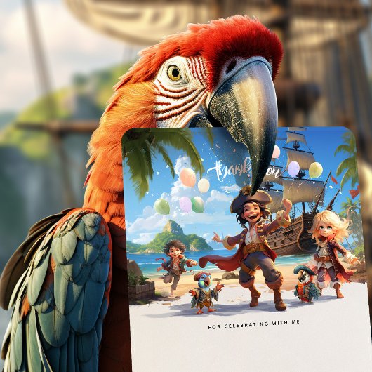 オーありがとう!海賊のパラダイス島の誕生日 サンキューカード